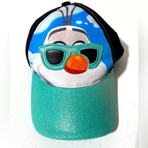 Disney Frozen Olfa Snowman W/ Sunglasses Adjustable Youth Hat Black H2